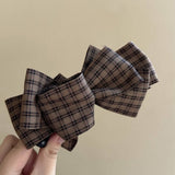 Plaid Bow Banana Hairclip Retro Ponytail Barrette_Cwaha07794