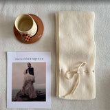 BOWKNOT WOOLEN KNITTED SOLID COLOR NARROW SCARF_CWASC2324