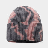 Tie Dye Knit Beanie Women Street Style Winter_Cwah04733