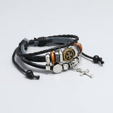 CREATIVE BEADED CROSS LEATHER BRACELET_CWMM4516