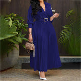 FASHION V NECK SOLID COLOR PLUS SIZE DRESS_CWDMD3647