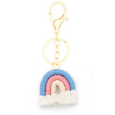 HANDMADE COTTON KEYCHAIN 3 8CM RAINBOW BOHO PENDANT_CWAB5072
