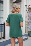 V-Neck Casual Solid Color Short-Sleeved T-Shirt