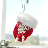 RED PLUSH STOCKING GLOVE CHRISTMAS TREE ORNAMENT_CWMM9764