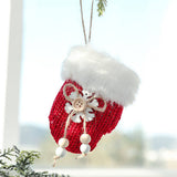 RED PLUSH STOCKING GLOVE CHRISTMAS TREE ORNAMENT_CWMM9764