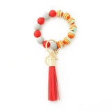 COLORFUL SILICONE BEAD BRACELET WITH WOOD KEYCHAIN_CWAB5108