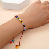 MIXED COLOR GLASS DISC EYE SMALL TASSEL BRACELET_CWMM3855