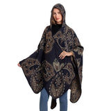 HOODED CAPE VERSATILE SUNFLOWER SCARF SLIT SHAWL_CWASC2272