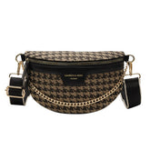LEOPARD PRINT BLACK CHAIN STRAP FANNY BELT BAG_CWAB0923