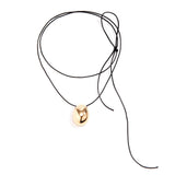 DRAWN WAX THREAD NECKLACE WITH PENDANT_CWAJE1160