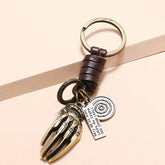 Vintage Braided Alloy Bone Cowhide Keychain_Cwmm4770