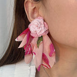 HANDMADE FABRIC FLOWER EARRINGS FRESH DESIGN_CWMM6263