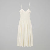 Temperament V-Neck Halter Stitching Poplin Dress