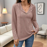 Solid-Color Hooded Loose Long-Sleeved Sweatshirt_Cwohol569