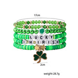 ST PATRICKS DAY GREEN SHAMROCK CHARM BRACELET SET_CWMM3496