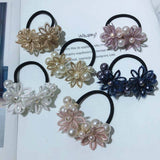 CUTE DAISY PEARL HAIR TIE HANDMADE BRAIDED_CWAHA6880