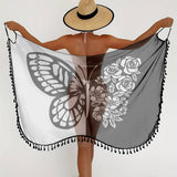 BEACH WRAP SKIRT WITH BUTTERFLY PRINT COLOR BLOCK_CWBLS0463