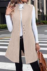 Cwov00141_Solid Wool Blend Sleeveless Blazer Vest
