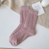 SOLID COLOR TWISTED WOOL MID CALF STACKED SOCKS_CWMS1130