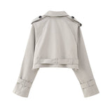 With Belt Long Sleeve Short Casual Trench Coat