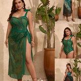 Womens Plus Size Bikini Skirt Swimsuit Set