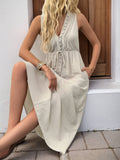 Solid Color V-Neck Loose Sleeveless Tank Dress