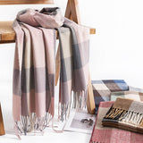 MELANGE PLAID SCARF SOFT FAUX CASHMERE FALL WRAP_CWASC1004