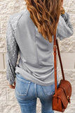 Waffle Grey Patchwork Long Sleeve T-Shirt