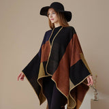 DOUBLE SIDED PLAID FAUX CASHMERE SHAWL CAPE_CWASC2135