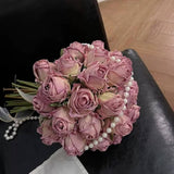 BURNT EDGE ANGORA RED ROSE BOUQUET FOR DECORATION_CWMM6574