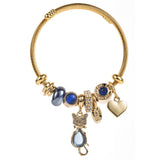 FASHIONABLE CAT HEART BEADED STEEL BRACELET_CWMM8585
