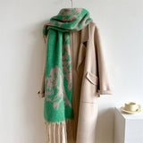 ROSE TASSEL SCARF COLORBLOCK LONG WINTER WRAP_CWASC0986