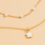 SIMPLE IMITATION PEARL BEADED FLOWER NECKLACE_CWAJE1133