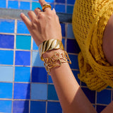 MODERN MINIMALIST 18K GOLD WAVE OPEN CUFF_CWAJE4634