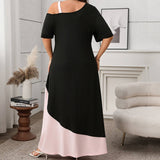 ELEGANT COLORBLOCK SPAGHETTI STRAP DRESS_CWDSD8483