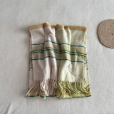 BLUE PLAID FAUX CASHMERE SCARF WINTER WARM_CWASC2337