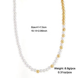 Womens All-Match Metal Pearl Elastic Necklace