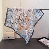 Vintage Stamp Herringbone Linen Feel Scarf_Cwasc03304
