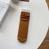 Women'S Solid Color Cashmere Lace Mid-Calf Socks_Cwms1120