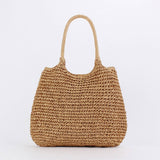 SOLID COLOR HANDMADE PLEATED PAPER ROPE WOVEN BAG_CWAB4711