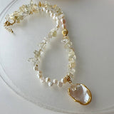 GLITTERING WAVE SHAPED NATURAL PEARL SET_CWAJE1707