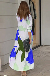 Women Collared Marble Print Cozy Shirts Dress_Cwdmd0719