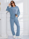 Waffle Two-Piece Loungewear With Long Sleeves