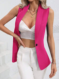 Solid Color Single Button Sleeveless Vest Coat