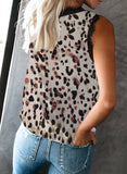 V-Neck Eyelash Lace Sleeveless Print Top