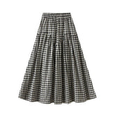 Vintage Plaid High-Waist A-Line Flared Skirt_Cwbms0349