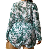 LEAVES SEXY PLUS SIZE SPLIT BIKINI SWIMSUIT_CWMW0223