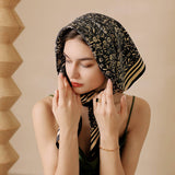 SWEET FLORAL FAUX SILK SCARF SQUARE NECK WRAP_CWASC0254