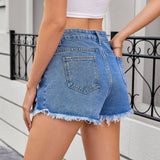 Washed Distressed Denim Shorts For Baddie Look