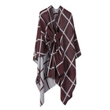 SIDE STRAP SHAWL PLAID SLIT CAPE WARM SCARF_CWASC2167